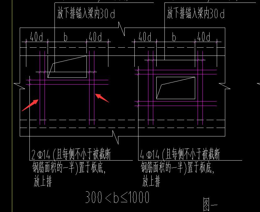 洞口加强筋，软件中短跨是指一侧的输入2C14还是还是输入两侧4C14。如何查看此钢筋的长度是否正确