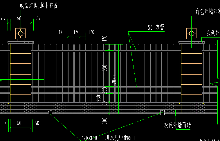 GTJ围墙栏杆怎么布置